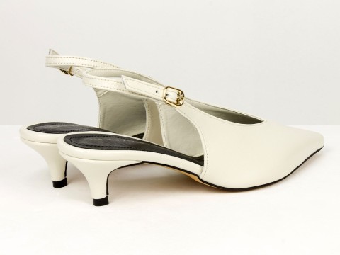Елегантні молочні туфлі-слінгбеки на зручних підборах Gino Figini, фото 10