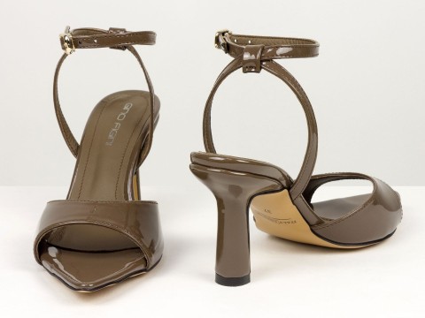 Босоніжки з ремінцями з натуральної шкіри наплак у кольорі "молочний шоколад" Gino Figini, фото 7