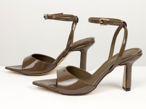 Босоніжки з ремінцями з натуральної шкіри наплак у кольорі "молочний шоколад" Gino Figini, фото 8