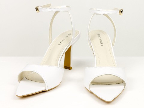 Босоніжки з ремінцями з натуральної шкіри білого кольору Gino Figini, фото 6