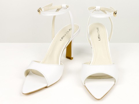 Босоніжки з ремінцями з натуральної шкіри білого кольору Gino Figini, фото 11