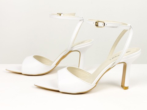 Босоніжки з ремінцями з натуральної шкіри білого кольору Gino Figini, фото 8