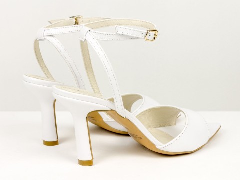 Босоніжки з ремінцями з натуральної шкіри білого кольору Gino Figini, фото 3