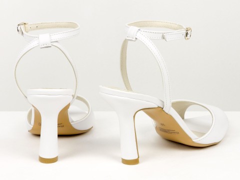 Босоніжки з ремінцями з натуральної шкіри білого кольору Gino Figini, фото 4