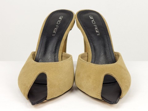 Мюлі жіночі замшеві бежевого кольору Gino Figini, фото 5