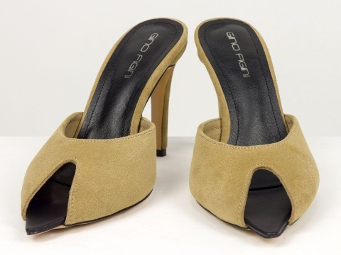 Мюлі жіночі замшеві бежевого кольору Gino Figini, фото 6