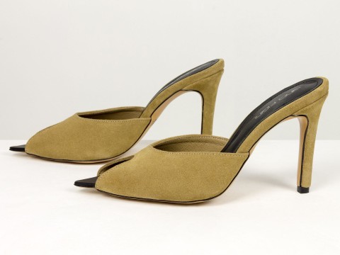 Мюлі жіночі замшеві бежевого кольору Gino Figini, фото 8