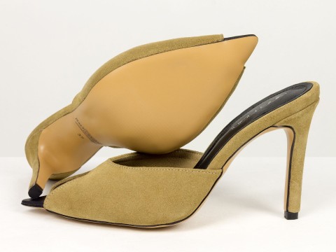 Мюлі жіночі замшеві бежевого кольору Gino Figini, фото 4