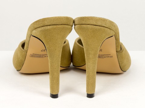 Мюлі жіночі замшеві бежевого кольору Gino Figini, фото 11