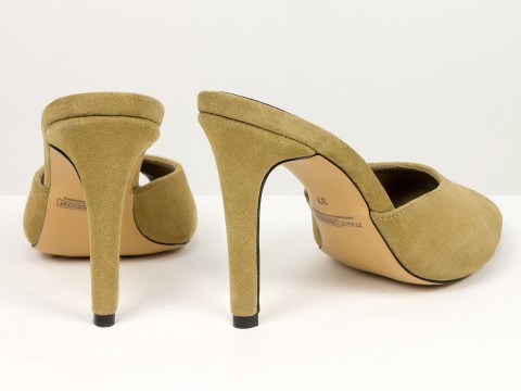 Мюлі жіночі замшеві бежевого кольору Gino Figini, фото 10