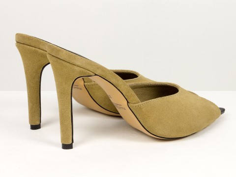 Мюлі жіночі замшеві бежевого кольору Gino Figini, фото 9