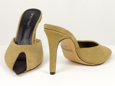 Мюлі жіночі замшеві бежевого кольору Gino Figini, фото 7