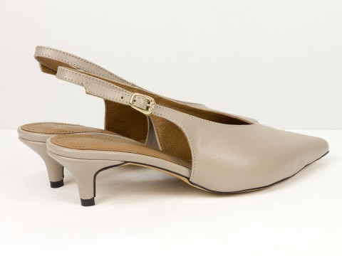 Елегантні бежеві туфлі-слінгбеки на зручних підборах Gino Figini, фото 9