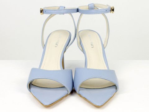 Босоніжки з ремінцями з натуральної шкіри небесно-блакитного кольору Gino Figini, фото 5