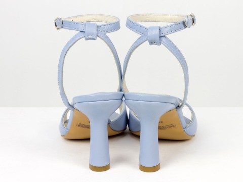 Босоніжки з ремінцями з натуральної шкіри небесно-блакитного кольору Gino Figini, фото 12