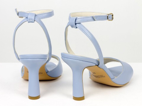 Босоніжки з ремінцями з натуральної шкіри небесно-блакитного кольору Gino Figini, фото 11