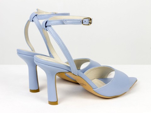 Босоніжки з ремінцями з натуральної шкіри небесно-блакитного кольору Gino Figini, фото 10