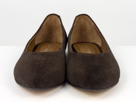 Жіночі базові замшеві балетки коричневого кольору Gino Figini, фото 3