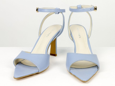 Босоніжки з ремінцями з натуральної шкіри небесно-блакитного кольору Gino Figini, фото 7