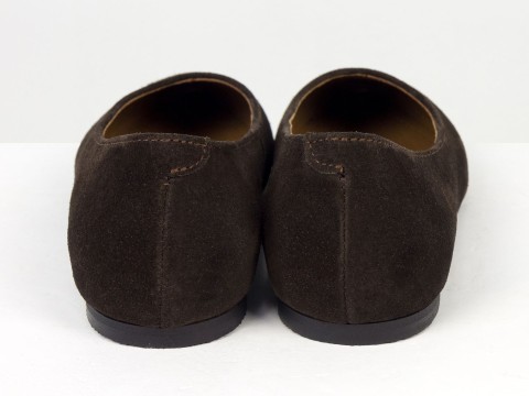 Жіночі базові замшеві балетки коричневого кольору Gino Figini, фото 10