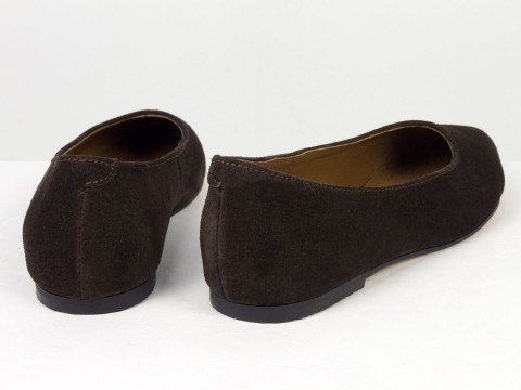 Жіночі базові замшеві балетки коричневого кольору Gino Figini, фото 9