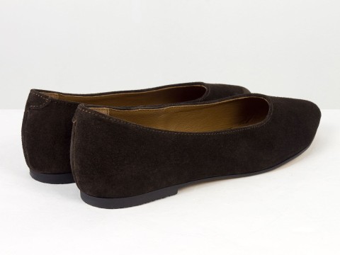Жіночі базові замшеві балетки коричневого кольору Gino Figini, фото 8