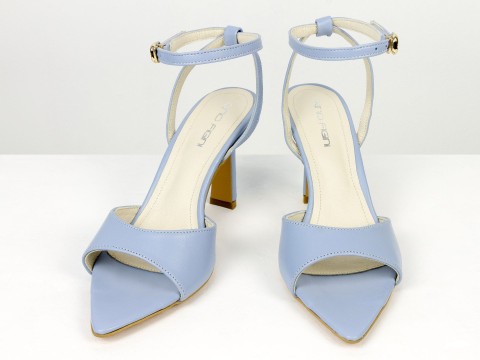 Босоніжки з ремінцями з натуральної шкіри небесно-блакитного кольору Gino Figini, фото 2