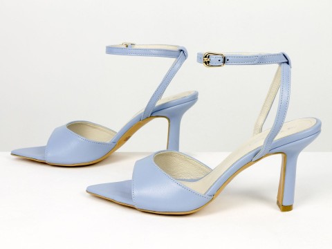 Босоніжки з ремінцями з натуральної шкіри небесно-блакитного кольору Gino Figini, фото 8