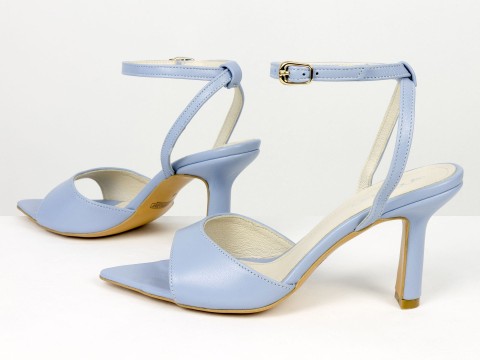 Босоніжки з ремінцями з натуральної шкіри небесно-блакитного кольору Gino Figini, фото 9