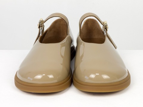 Туфлі Mary Jane із натуральної лакованої шкіри кольору капучино на анатомічній колодці Gino Figi, фото 4