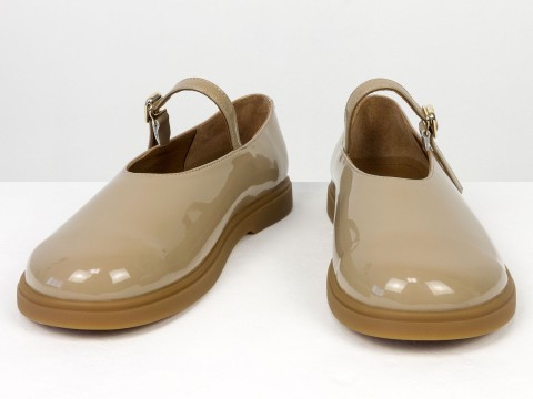 Туфлі Mary Jane із натуральної лакованої шкіри кольору капучино на анатомічній колодці Gino Figi, фото 6