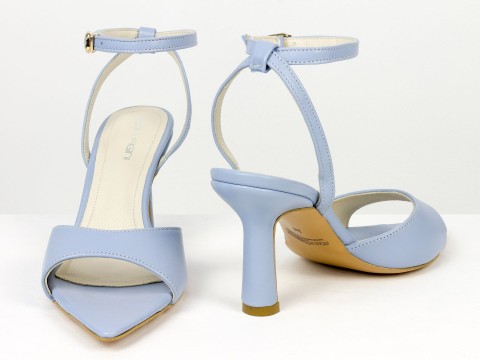 Босоніжки з ремінцями з натуральної шкіри небесно-блакитного кольору Gino Figini, фото 6