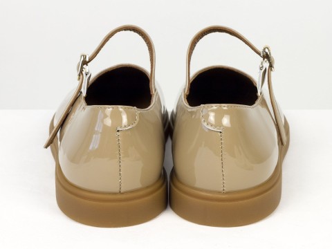 Туфлі Mary Jane із натуральної лакованої шкіри кольору капучино на анатомічній колодці Gino Figi, фото 11