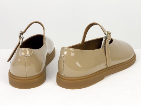 Туфлі Mary Jane із натуральної лакованої шкіри кольору капучино на анатомічній колодці Gino Figi, фото 10