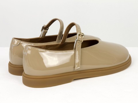 Туфлі Mary Jane із натуральної лакованої шкіри кольору капучино на анатомічній колодці Gino Figi, фото 9