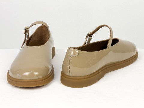 Туфлі Mary Jane із натуральної лакованої шкіри кольору капучино на анатомічній колодці Gino Figi, фото 7