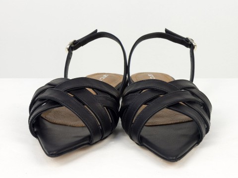 Жіночі босоніжки чорного кольору з переплетеними ремінцями Gino Figini, фото 4