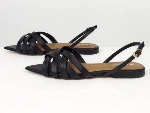 Жіночі босоніжки чорного кольору з переплетеними ремінцями Gino Figini, фото 7