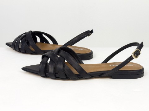Жіночі босоніжки чорного кольору з переплетеними ремінцями Gino Figini, фото 8
