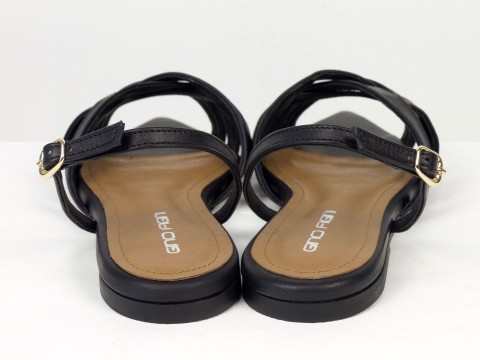 Жіночі босоніжки чорного кольору з переплетеними ремінцями Gino Figini, фото 11