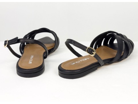 Жіночі босоніжки чорного кольору з переплетеними ремінцями Gino Figini, фото 10