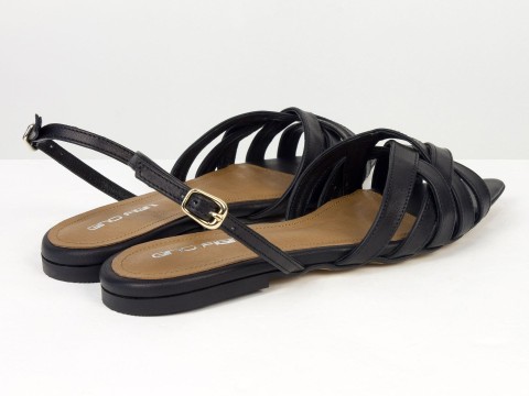 Жіночі босоніжки чорного кольору з переплетеними ремінцями Gino Figini, фото 9