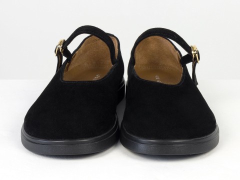 Туфлі Mary Jane із натуральної замші чорного кольору на анатомічній колодці Gino Figini, фото 3