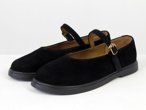 Туфлі Mary Jane із натуральної замші чорного кольору на анатомічній колодці Gino Figini, фото 4