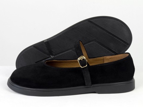 Туфлі Mary Jane із натуральної замші чорного кольору на анатомічній колодці Gino Figini, фото 6