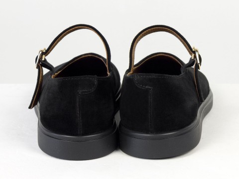 Туфлі Mary Jane із натуральної замші чорного кольору на анатомічній колодці Gino Figini, фото 7