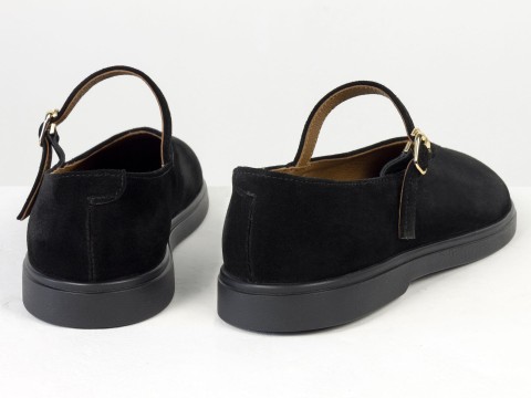 Туфлі Mary Jane із натуральної замші чорного кольору на анатомічній колодці Gino Figini, фото 9