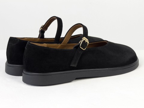 Туфлі Mary Jane із натуральної замші чорного кольору на анатомічній колодці Gino Figini, фото 10