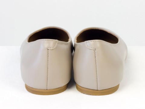 Жіночі базові шкіряні балетки бежевого кольору Gino Figini, фото 11