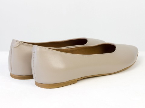 Жіночі базові шкіряні балетки бежевого кольору Gino Figini, фото 9